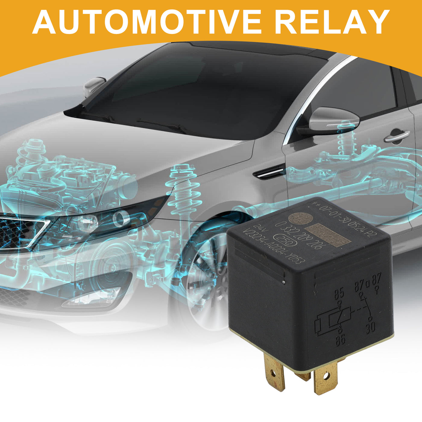 Partuto Multi-Purpose Automotive Relay - Car Changeover Mini Relay - 24V 20/10A 5 Pin for MAN Vehicles Plastic Black - 1 Pc