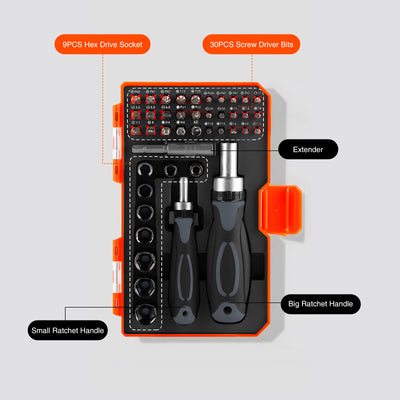 Harfington 42-in-1 Cr-V Steel， ABS Nickel Plated Ratchet Screwdriver Socket Sets