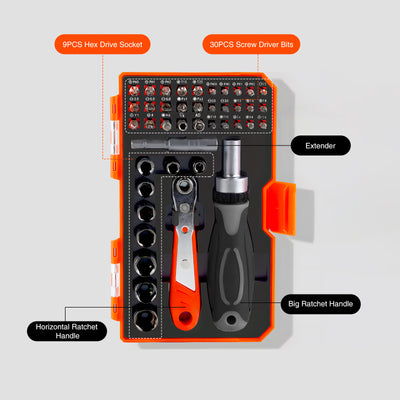 Harfington 42 PCS Ratchet Screwdriver Socket Set, Black Bottom Magnetic Screwdriver Bit Set(9903A)