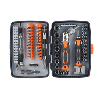 Harfington 68-in-1 Cr-V Steel， ABS Nickel Plated Ratchet Screwdriver Socket Sets