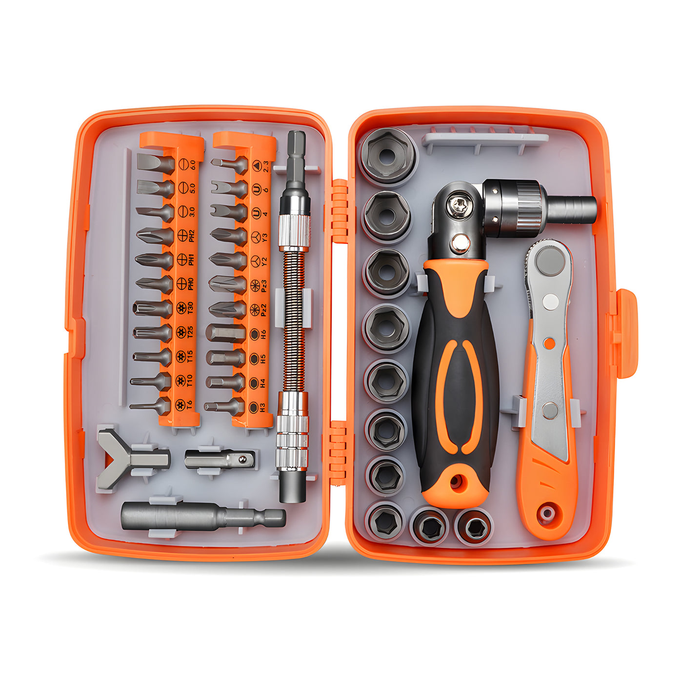 Harfington 38-in-1 Cr-V Steel， ABS Nickel Plated Ratchet Screwdriver Socket Sets