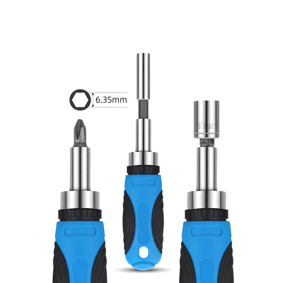 Harfington Cr-V Steel, PP Ratcheting Screwdriver Set, Blue and Black Magnetic Sets