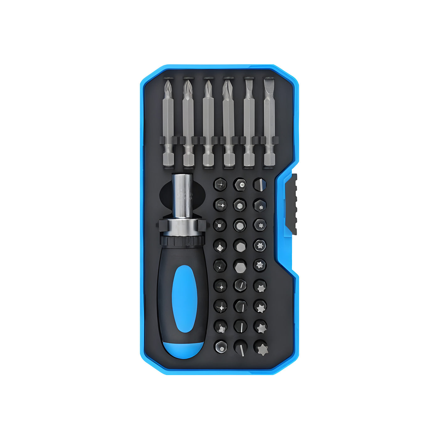 Harfington Cr-V Steel, PP Ratcheting Screwdriver Set, Blue and Black Magnetic Sets