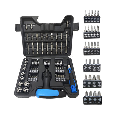 Harfington Cr-V Steel, PP Ratcheting Screwdriver Set, Blue and Black Magnetic Sets