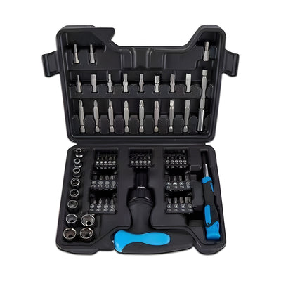 Harfington Cr-V Steel, PP Ratcheting Screwdriver Set, Blue and Black Magnetic Sets