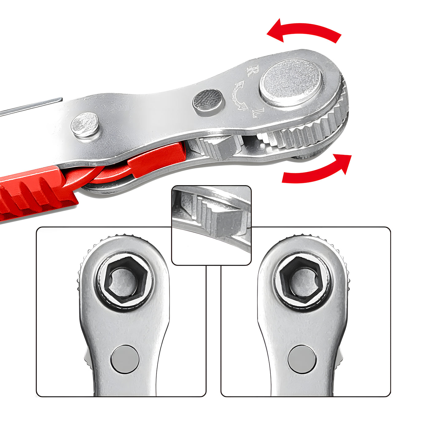 Harfington 5-in-1Mini Ratchet Wrench Set, High Torque Offset Reversible Screwdriver, for Phillips, Slotted, Hex, Torx