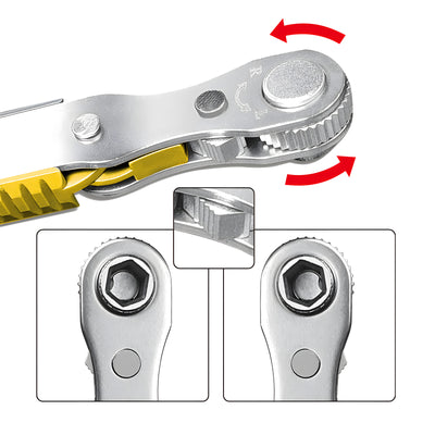 Harfington 5-in-1Mini Ratchet Wrench Set, High Torque Offset Reversible Screwdriver, for Phillips, Slotted, Hex, Torx