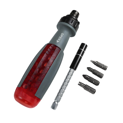 Harfington 10-in-1 Ratchet Non-Rotatable Ratchet Head Multi-Purpose Screwdriver Red Gray