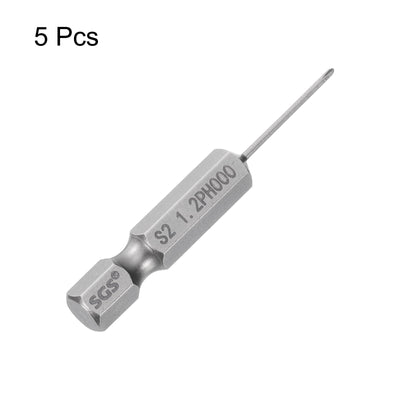 Harfington 5 Stück #000 Phillips Schraubendreher Bit PH000 1/4" Sechskantschaft 2" (50mm) Lang Magnetisch S2 Stahl Industriequalität Schraubendreher Bit Kreuzkopf Bits 0.047" (1.2mm) Stab