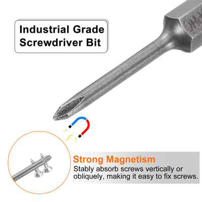 Harfington 10 Stück #0 Phillips Schraubendreher Bit PH0 1/4" Sechskantschaft 2" (50mm) Lang Magnetisch S2 Stahl Industriequalität Schraubendreher Bit Kreuzkopf Bits 0.098" (2.5mm) Stab