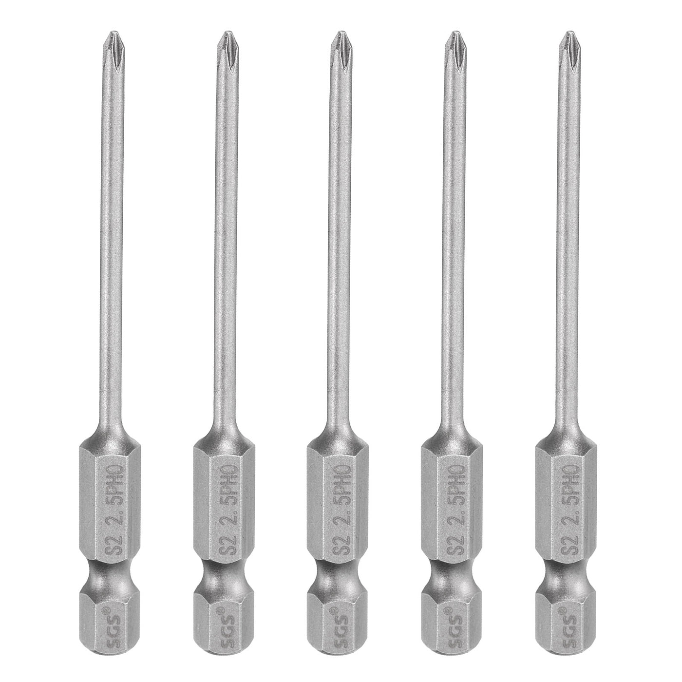 Harfington 5pcs Magnetic Phillips Screwdriver Bit PH0 1/4" Hex Shank 75mm Long 2.5mm Rod