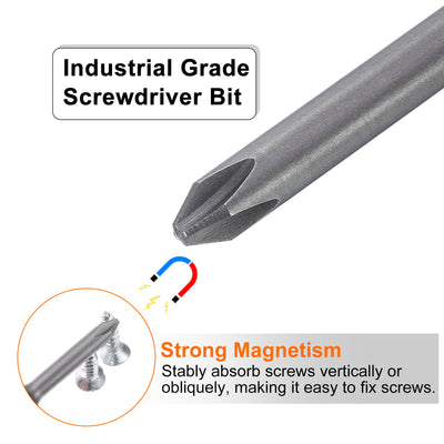 Harfington 5 Stück #2 Phillips Schraubendreher Bit PH2 1/4" Sechskantschaft 3" (75mm) Lang Magnetisch S2 Stahl Industriequalität Schraubendreher Bit Kreuzkopf Bohrer Bits 0.236" (6mm) Stange