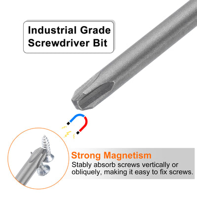 Harfington 5 Stück #3 Phillips Schraubendreher Bit PH3 1/4" Sechskantschaft 4" (100mm) Lang Magnetisch S2 Stahl Industriequalität Schraubendreher Bit Kreuzkopf Bits 0.236" (6mm) Stange