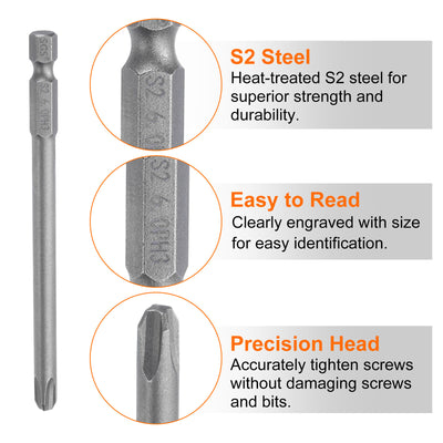 Harfington 5 Stück #3 Phillips Schraubendreher Bit PH3 1/4" Sechskantschaft 4" (100mm) Lang Magnetisch S2 Stahl Industriequalität Schraubendreher Bit Kreuzkopf Bits 0.236" (6mm) Stange