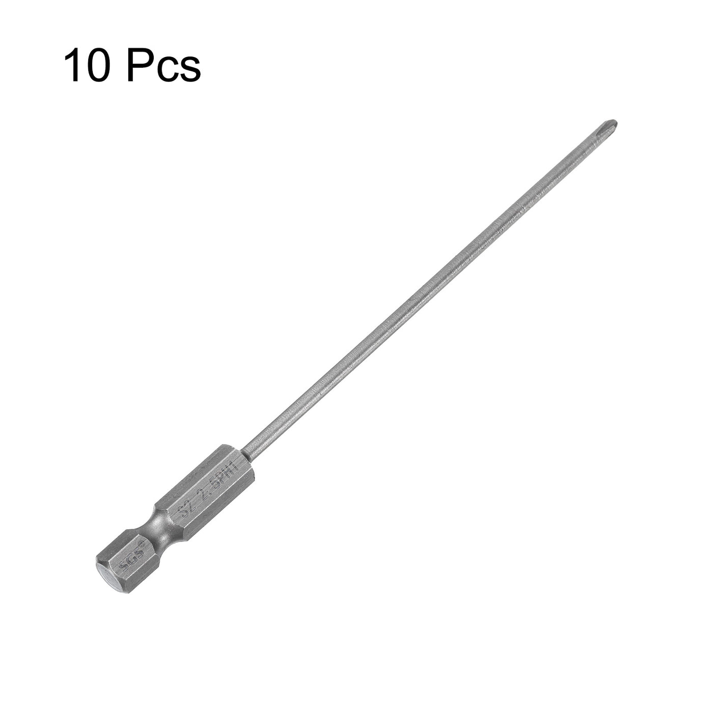 Harfington 10 Stück #1 Phillips Schraubendreher Bit PH1 1/4" Sechskantschaft 4,33" (110mm) Lang Magnetisch S2 Stahl Industriequalität Schraubendreher Bit Kreuzkopf Bits 0,098" (2,5mm) Stab