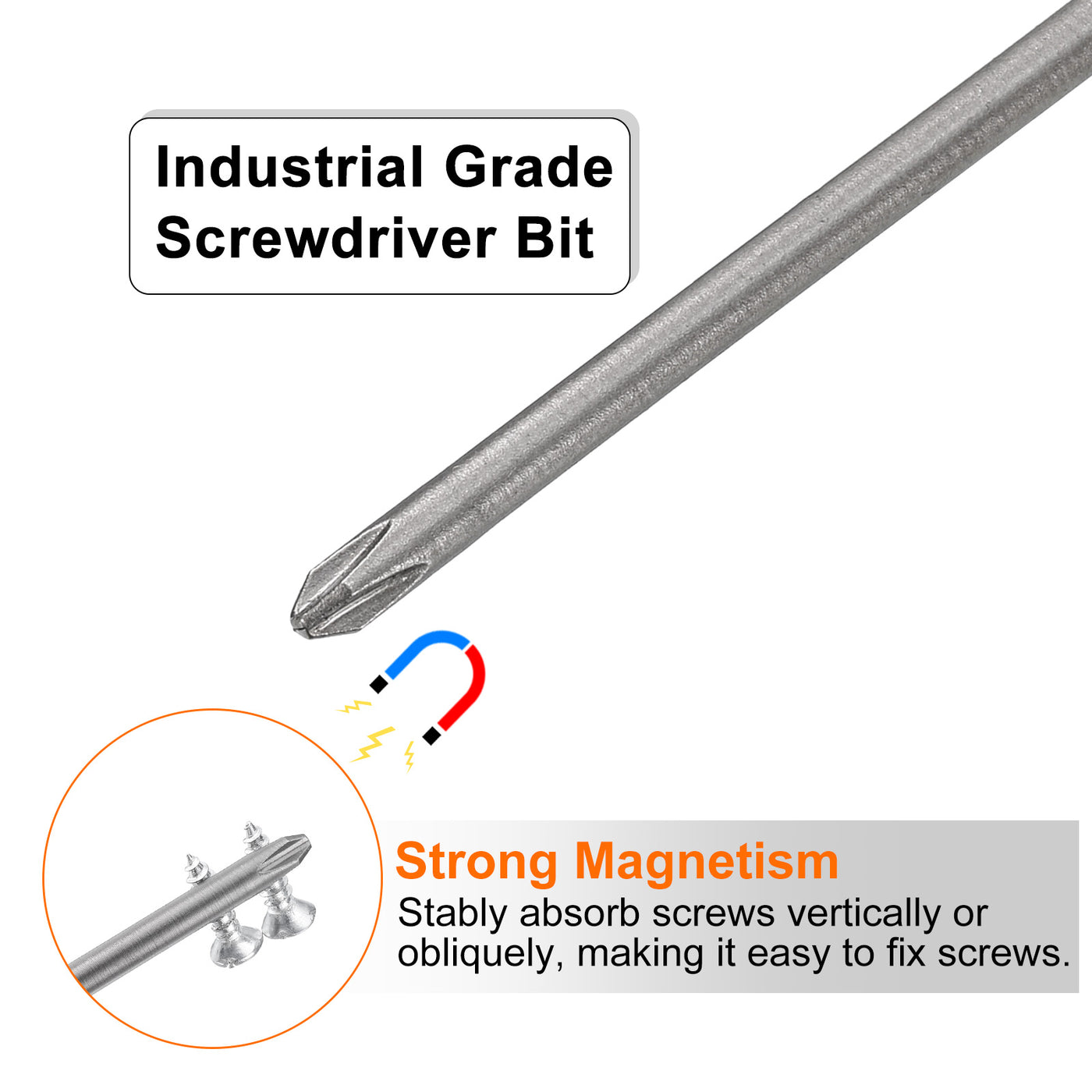 Harfington #1 Phillips Schraubendreher-Bit PH1 1/4" Sechskantschaft 4,33" (110mm) lang Magnetischer S2 Stahl Industriequalität Schraubendreher-Bit Kreuzkopf Bohrer-Bits 0,118" (3mm) Stab