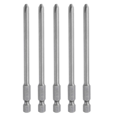 Harfington 5pcs Magnetic Phillips Screwdriver Bit PH2 1/4" Hex Shank 110mm Long 5mm Rod