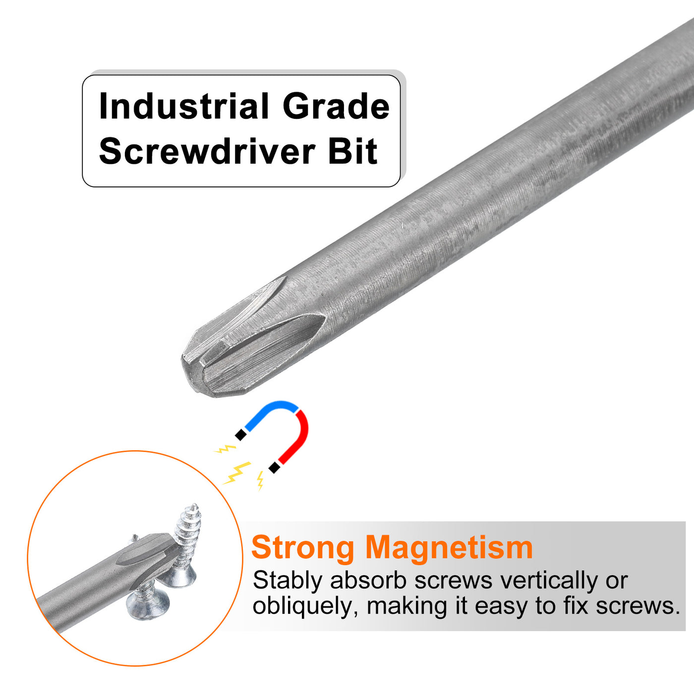 Harfington #3 Phillips Schraubendreher-Bit PH3 1/4" Sechskantschaft 4,33" (110mm) lang Magnetischer S2 Stahl Industriequalität Schraubendreher-Bit Kreuzkopf Bohrer-Bits 0,236" (6mm) Stab