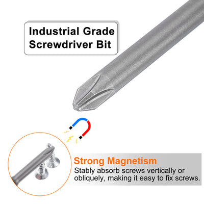 Harfington #2 Phillips Schraubendreher-Bit PH2 1/4" Sechskantschaft 4,7" (120mm) lang Magnetischer S2 Stahl Industriequalität Schraubendreher-Bit Kreuzkopf Bohrer-Bits 0,236" (6mm) Stange