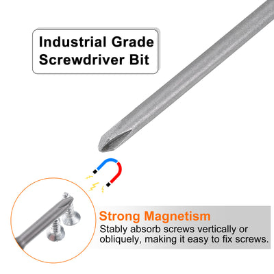 Harfington 5 Stück #0 Phillips Schraubendreher Bit PH0 1/4" Sechskantschaft 6" (150mm) Lang Magnetisch S2 Stahl Industriequalität Schraubendreher Bit Kreuzkopf Bits 0.098" (2.5mm) Stab