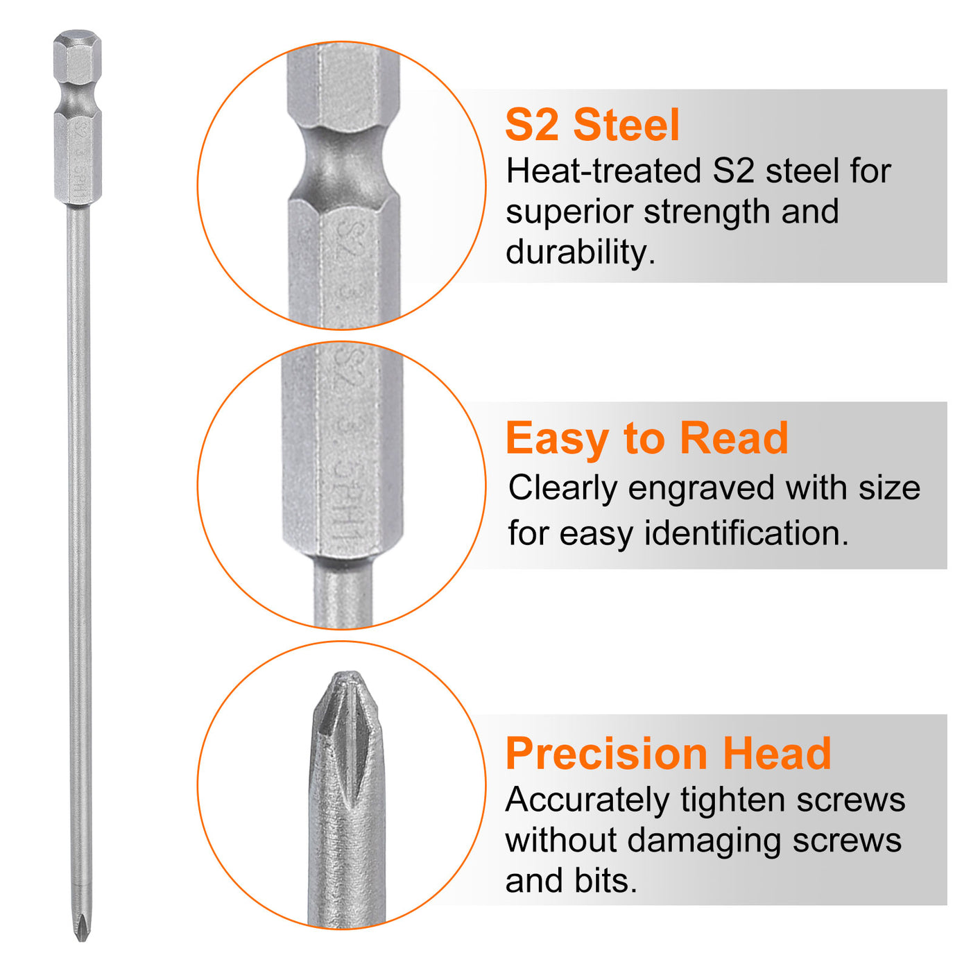 Harfington 5pcs Magnetic Phillips Screwdriver Bit PH1 1/4" Hex Shank 150mm Long 3.5mm Rod