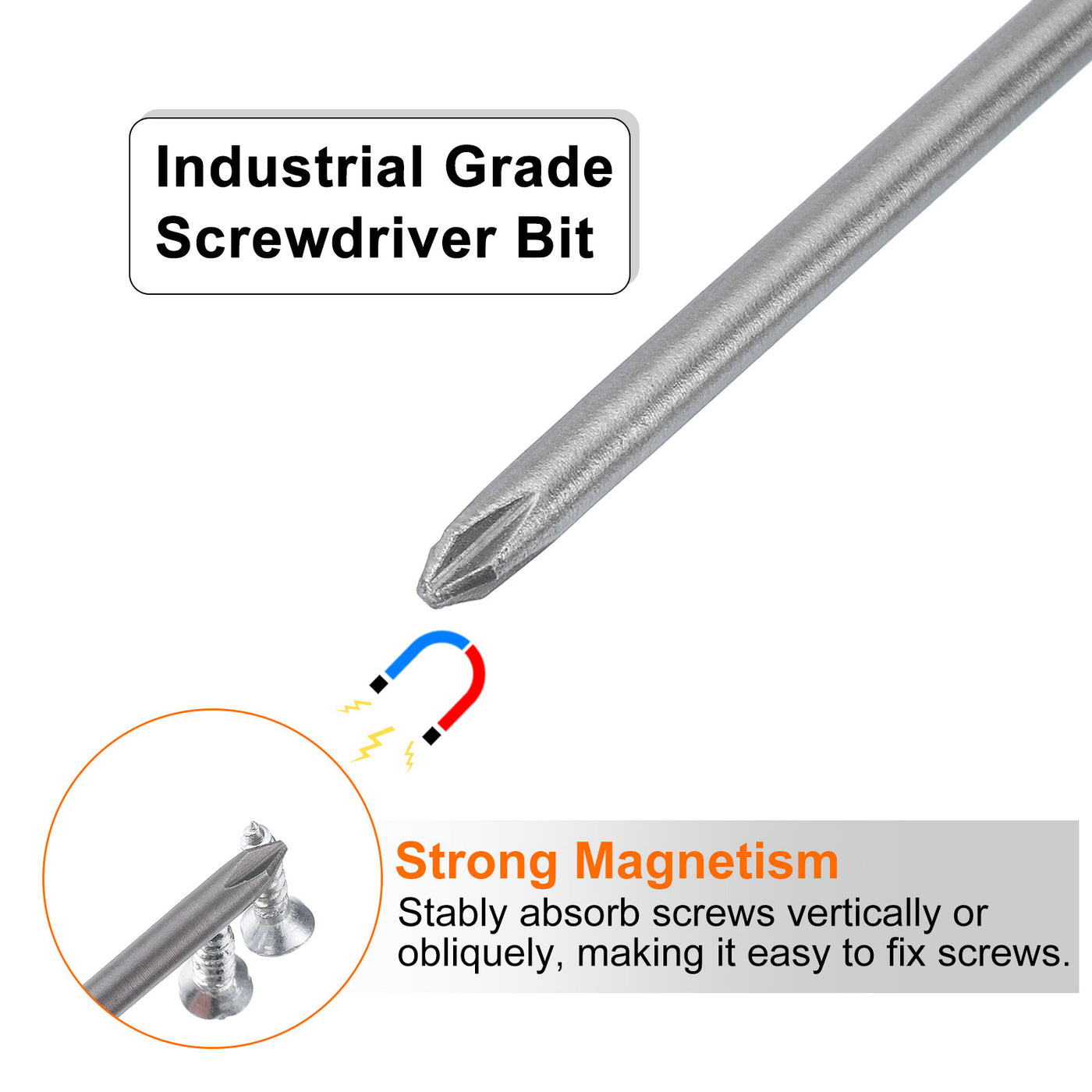 Harfington 10 Stück #1 Phillips Schraubendreher Bit PH1 1/4" Sechskantschaft 6" (150mm) Lang Magnetisch S2 Stahl Industriequalität Schraubendreher Bit Kreuzkopf Bits 0.138" (3.5mm) Stab