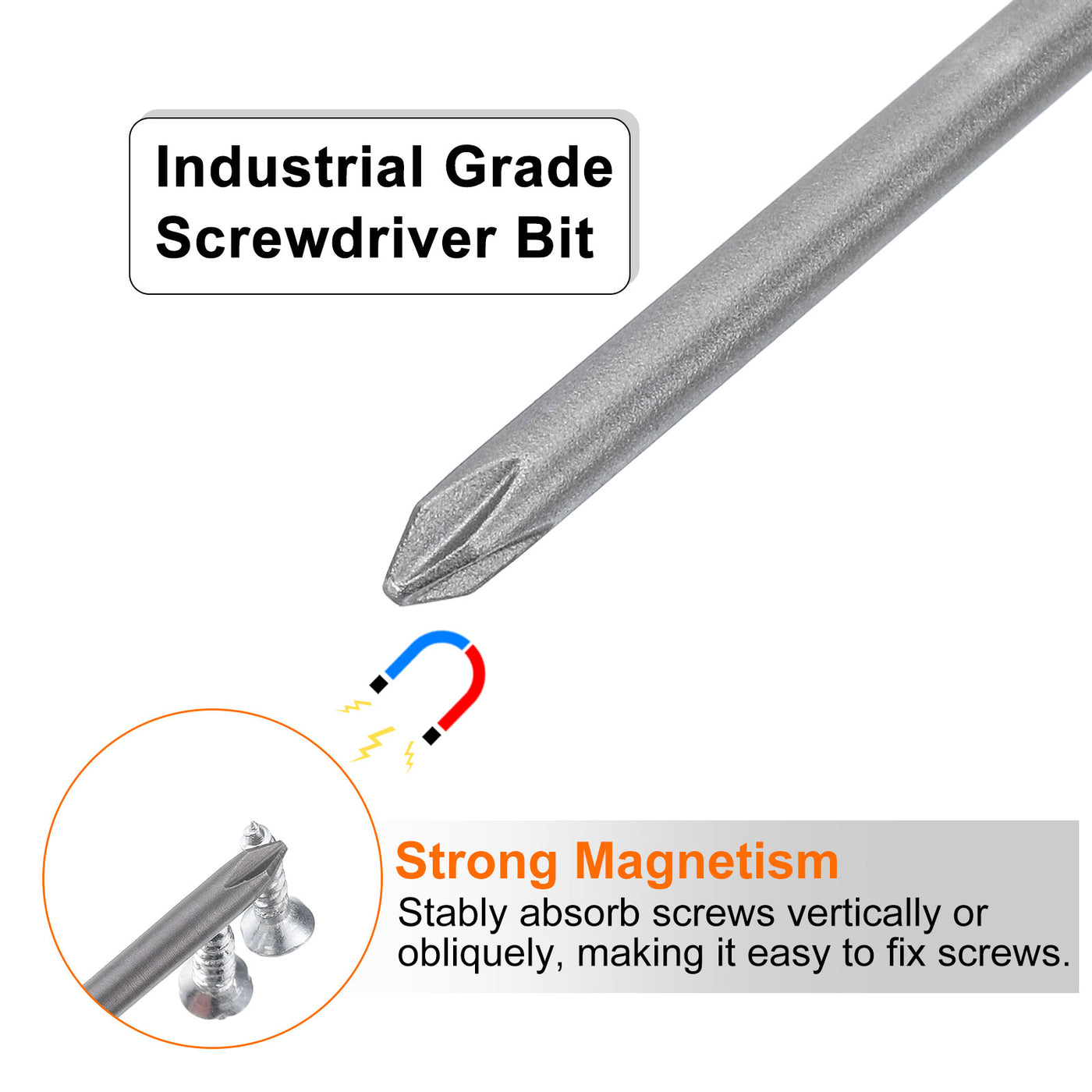 Harfington Magnetic Phillips Screwdriver Bit PH1 1/4" Hex Shank 150mm Long 4mm Rod