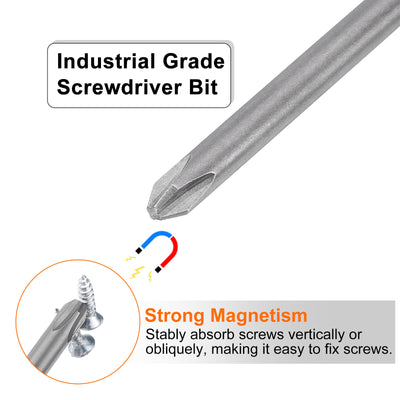 Harfington #2 Phillips Schraubendreher-Bit PH2 1/4" Sechskantschaft 6" (150mm) Lang Magnetisch S2 Stahl Industriequalität Schraubendreher-Bit Kreuzkopf  0.197" (5mm) Stange