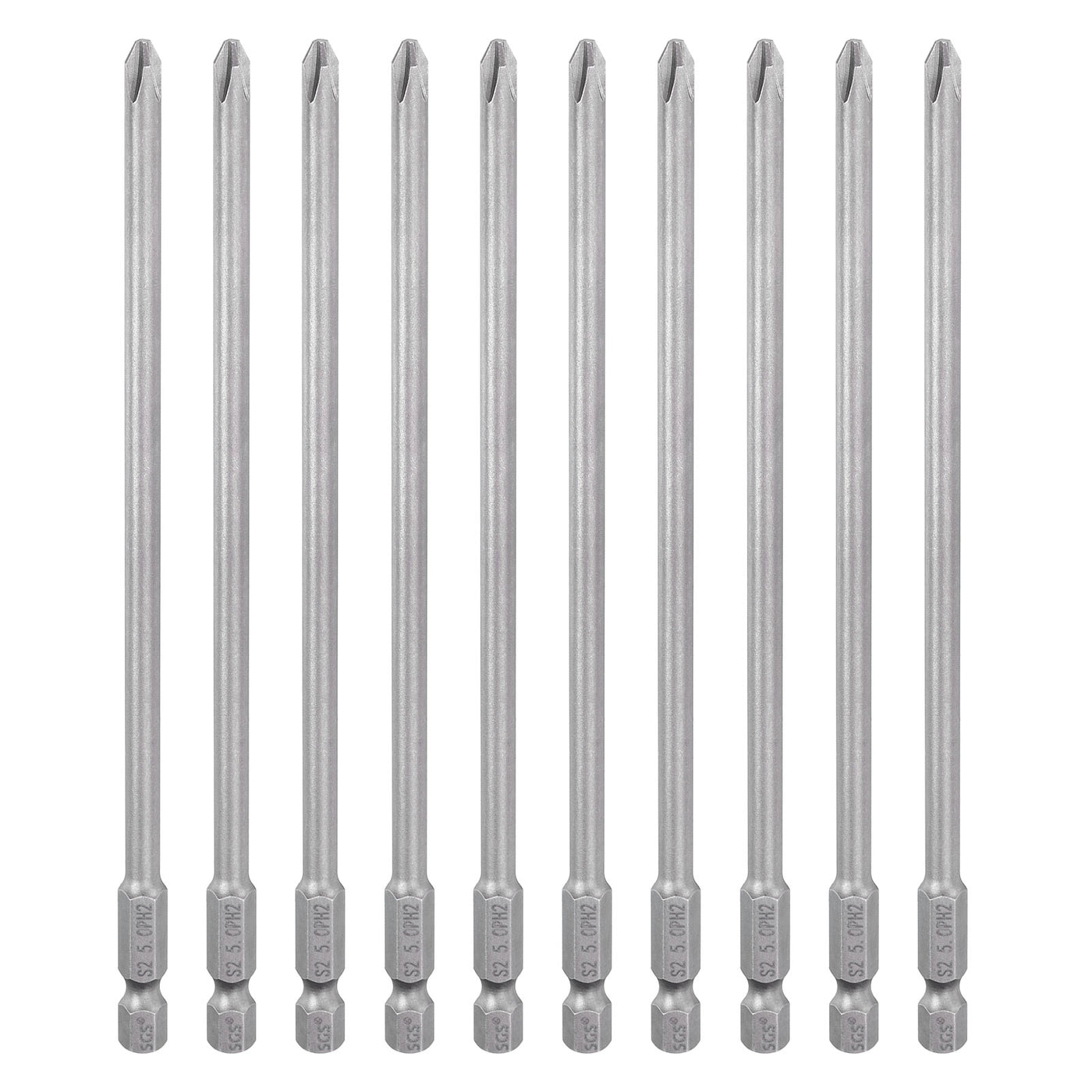 Harfington 10pcs Magnetic Phillips Screwdriver Bit PH2 1/4" Hex Shank 150mm Long 5mm Rod