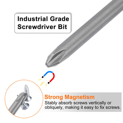 Harfington #2 Phillips Schraubendreher-Bit PH2 1/4" Sechskantschaft 6" (150mm) Lang Magnetisch S2 Stahl Industriequalität Schraubendreher-Bit Kreuzkopf  0.236" (6mm) Stange