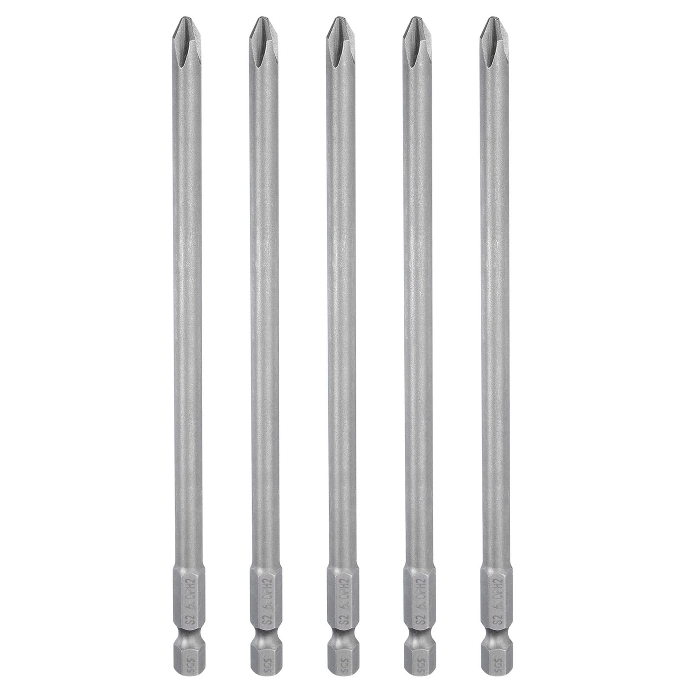 Harfington 5pcs Magnetic Phillips Screwdriver Bit PH2 1/4" Hex Shank 150mm Long 6mm Rod