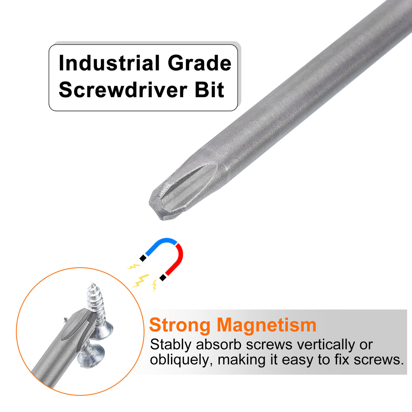 Harfington Magnetic Phillips Screwdriver Bit PH3 1/4" Hex Shank 150mm Long 6mm Rod