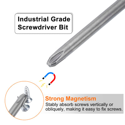 Harfington 2 Stück #2 Phillips Schraubendreher Bit PH2 1/4" Sechskantschaft 8" (200mm) Lang Magnetisch S2 Stahl Industriequalität Schraubendreher Bit Kreuzkopf Bits 0.157" (4mm) Stab