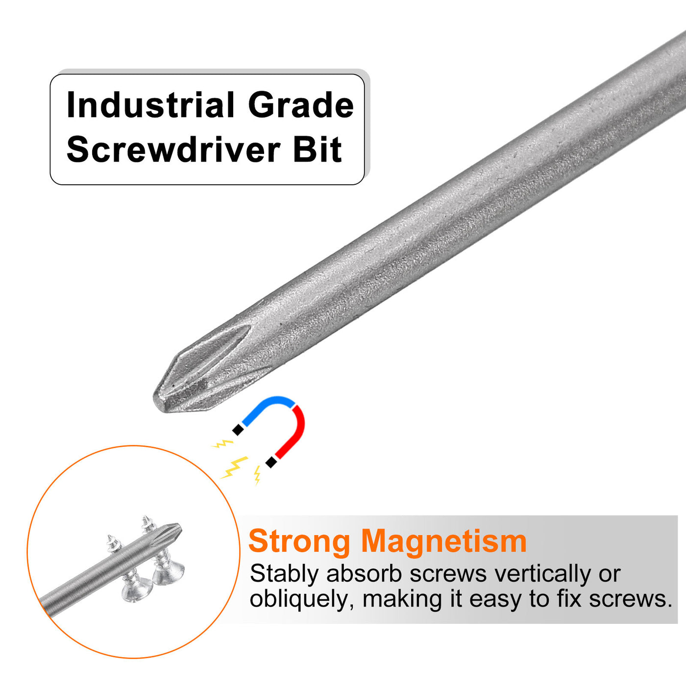 Harfington 10 Stück Phillips-Schlitz-Schraubendreher-Bit-Set PH1-PH3 Kreuz SL4/4mm Flachkopf 3" (75mm) Lang Magnetischer S2-Stahl Industriestandard-Schraubendreher-Bit-Bit-Werkzeug-Set