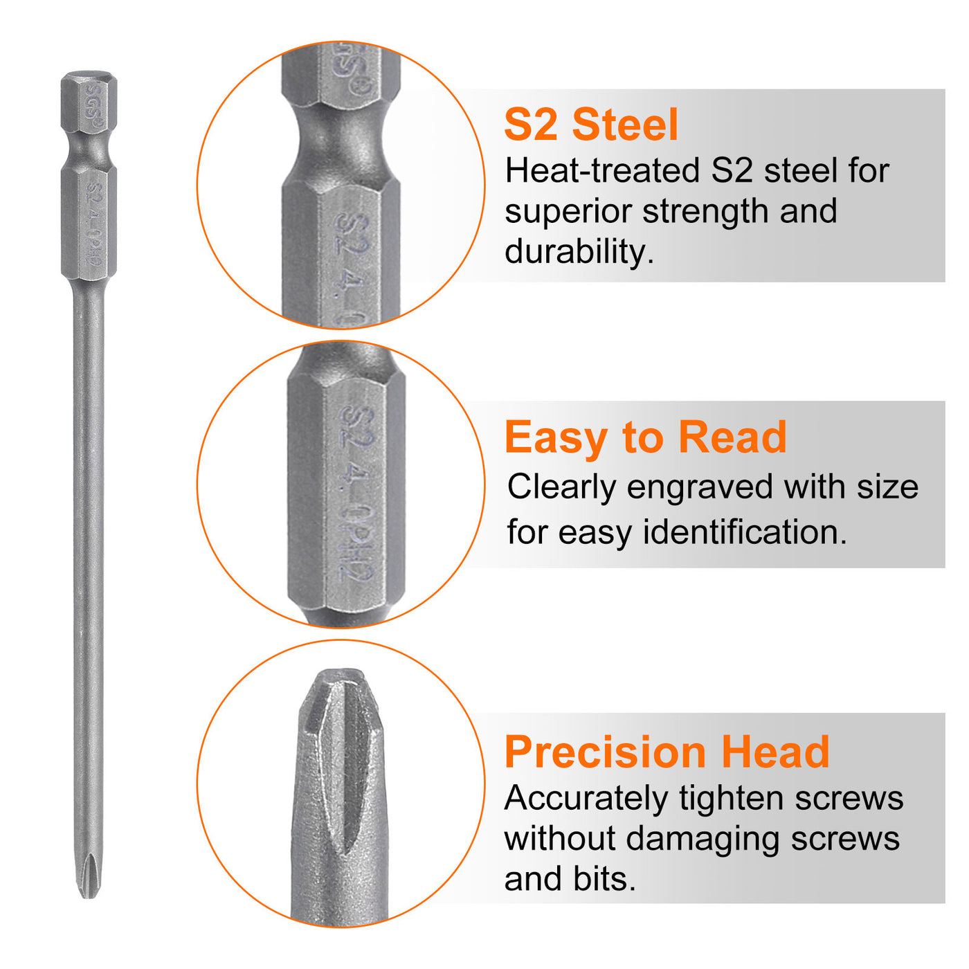 Harfington 10 Stück Kreuzschlitz Schraubendreher Bits PH0-PH3 Kreuz SL6/6mm Flachkopf 4,3" (110mm) langer Magnetisch Phillips Schraubendreher-Bits für Manuelle Elektrische Werkzeug