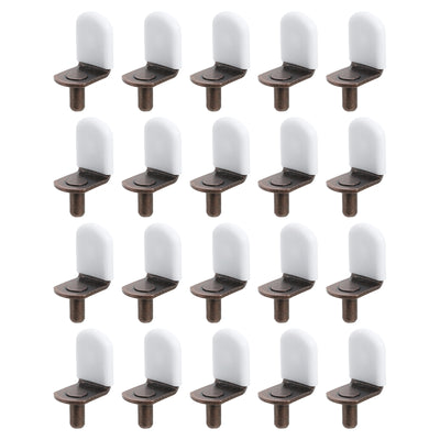 Harfington Uxcell 36 Pcs 1/5" L-Shelf Pins Bracket Peg, Metal Shelf Pegs White Cover, Red Bronze