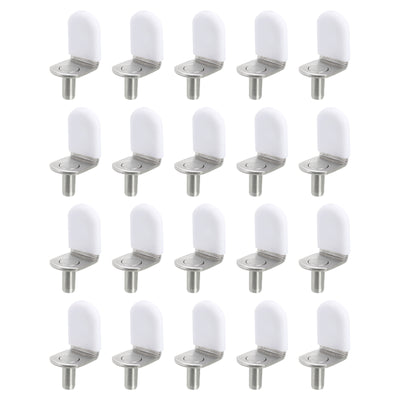 Harfington Uxcell 36 Pcs 1/5" L-Shelf Pins Bracket Peg, Metal Shelf Pegs White Cover, Nickel Color