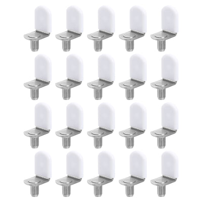 Harfington Uxcell 36 Pcs 1/4" L-Shelf Pins Bracket Peg, Metal Shelf Pegs White Cover, Nickel Color