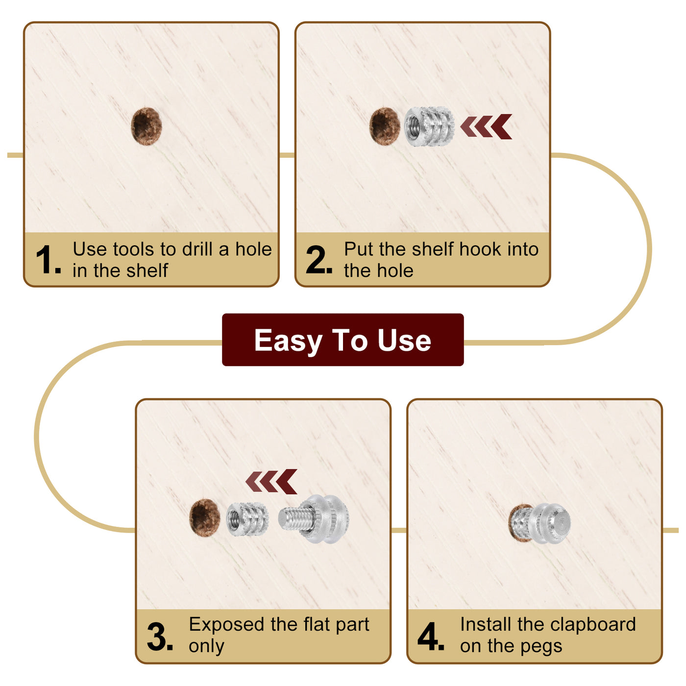 uxcell Uxcell 12 Pcs Shelf Bracket Peg Copper Nickel Plated 8mm Dia 8mm Depth Holder