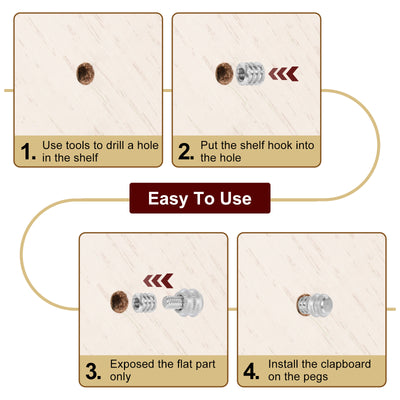 Harfington Uxcell 12 Pcs Shelf Bracket Peg Copper Nickel Plated 8mm Dia 8mm Depth Holder