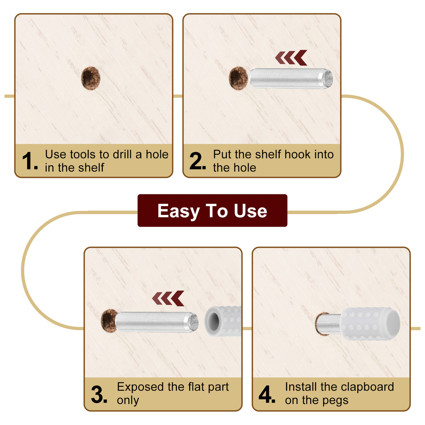 uxcell Uxcell 25 Pcs Shelf Bracket Peg Metal 5mm Dia 9.5mm Installation Depth Holder