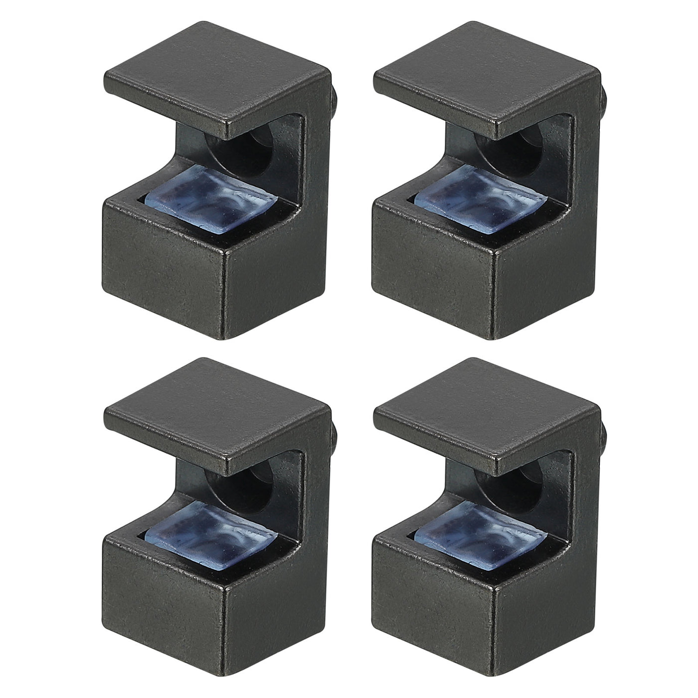 uxcell Uxcell 4 Pcs Glass Shelf Brackets, Zinc Alloy Glass Clamp for 7mm, Black