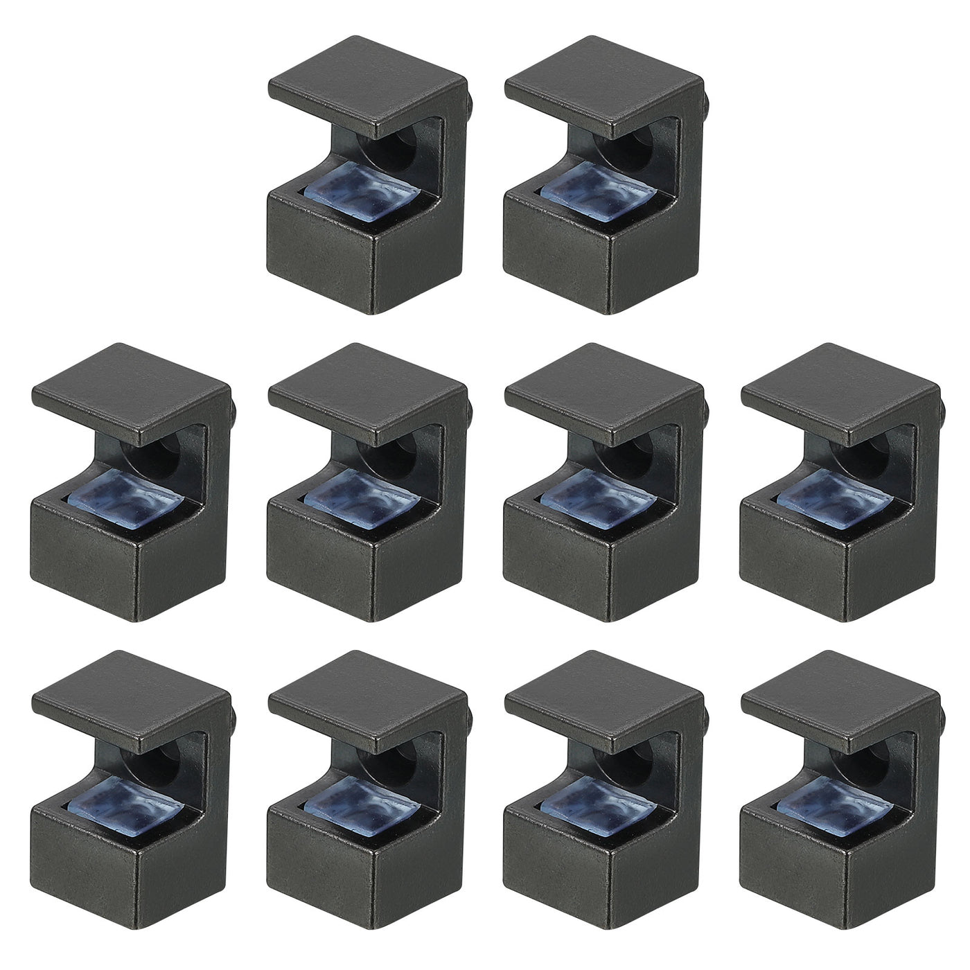 uxcell Uxcell 10 Pcs Glass Shelf Brackets, Zinc Alloy Glass Clamp for 7mm, Black