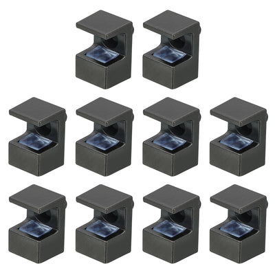 Harfington Uxcell 10 Pcs Glass Shelf Brackets, Zinc Alloy Glass Clamp for 7mm, Black