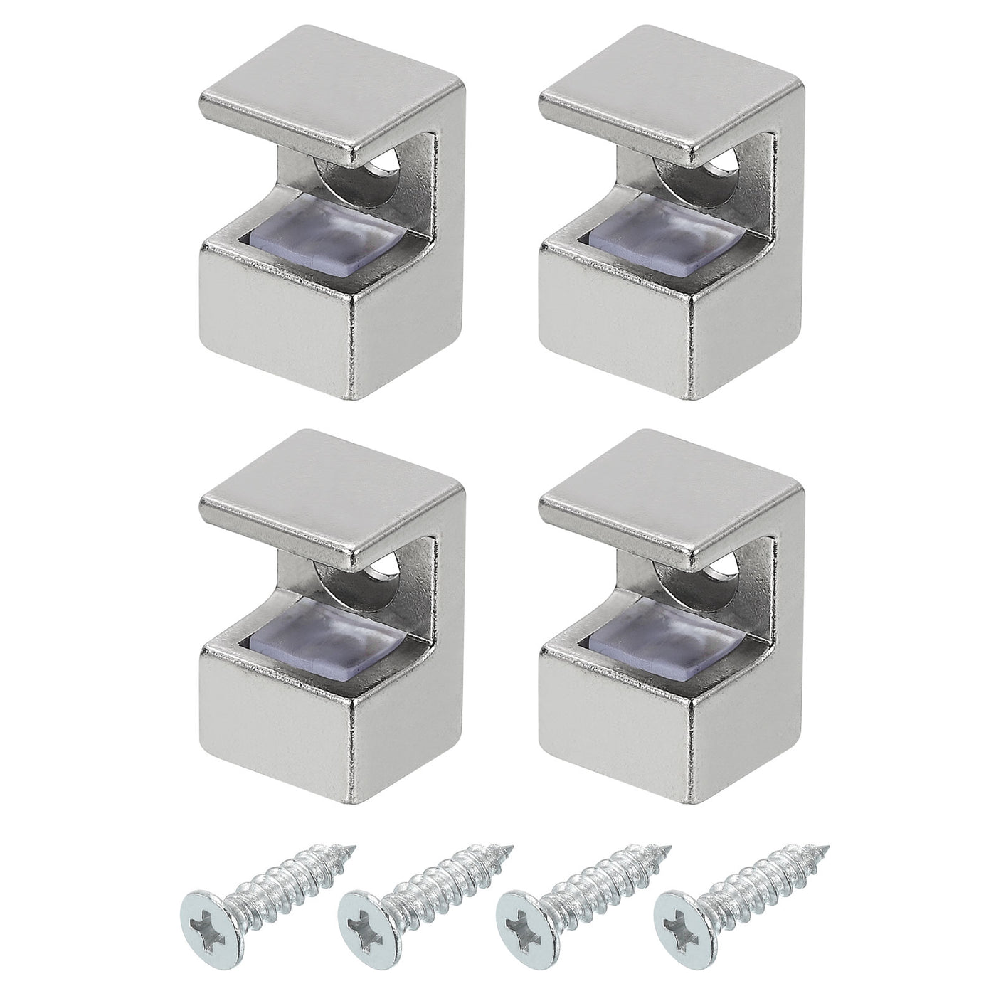 uxcell Uxcell 4 Pcs Glass Shelf Brackets, Zinc Alloy Glass Clamp for 9mm, Nickel Color