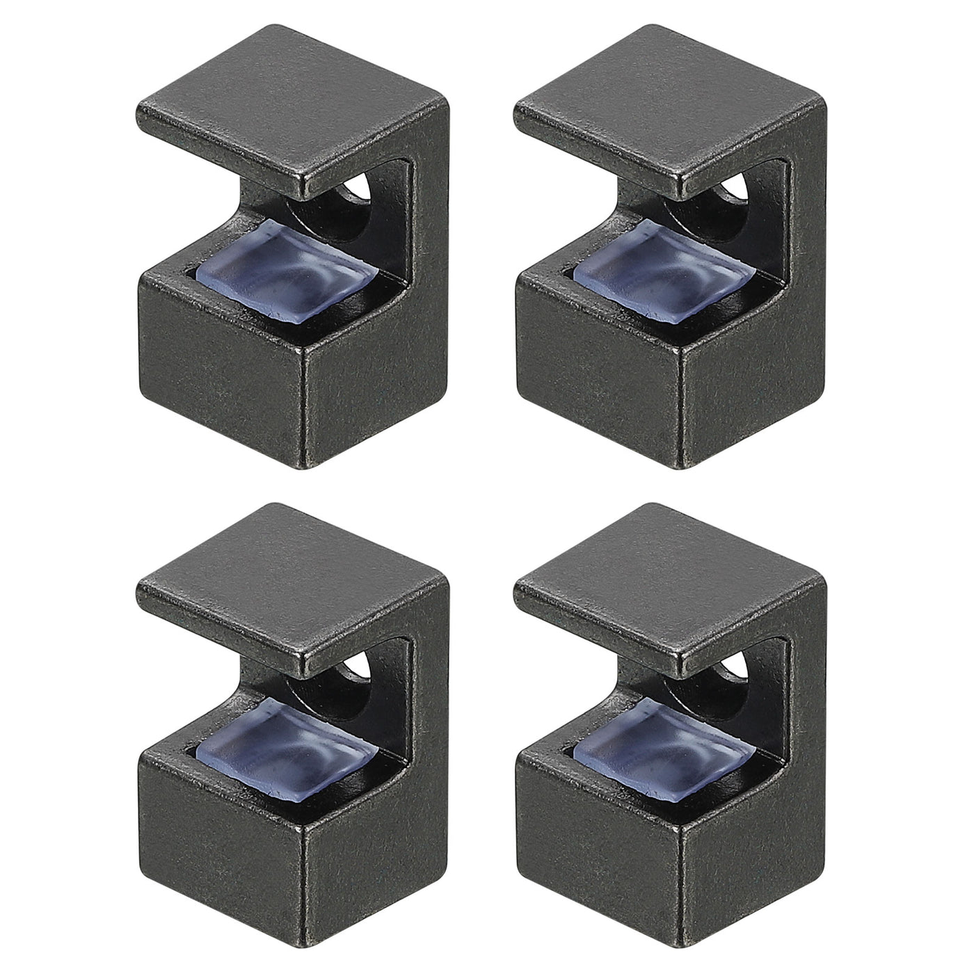 uxcell Uxcell 4 Pcs Glass Shelf Brackets, Zinc Alloy Glass Clamp for 9mm, Black