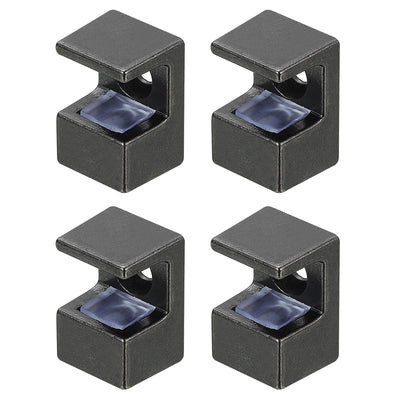 Harfington Uxcell 4 Pcs Glass Shelf Brackets, Zinc Alloy Glass Clamp for 9mm, Black