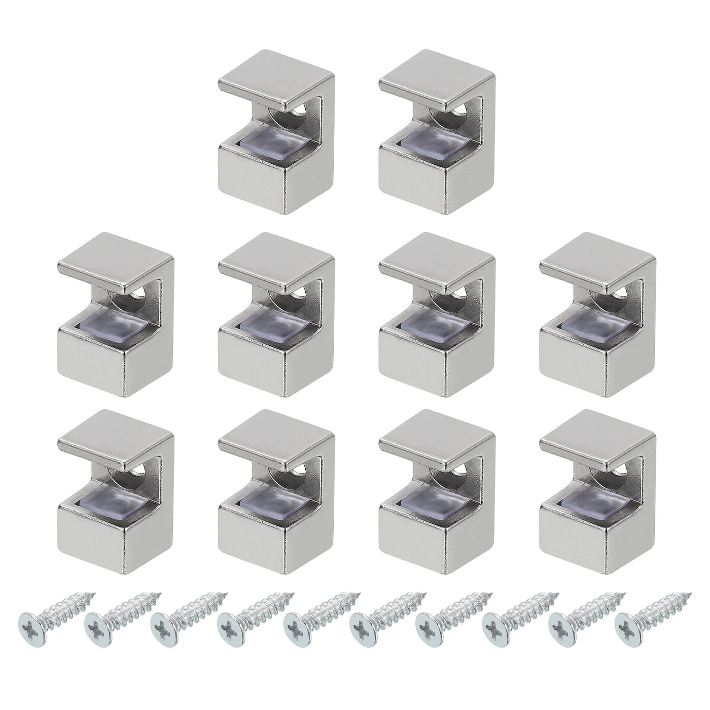 uxcell Uxcell 10 Pcs Glass Shelf Brackets, Zinc Alloy Glass Clamp for 9mm, Nickel Color