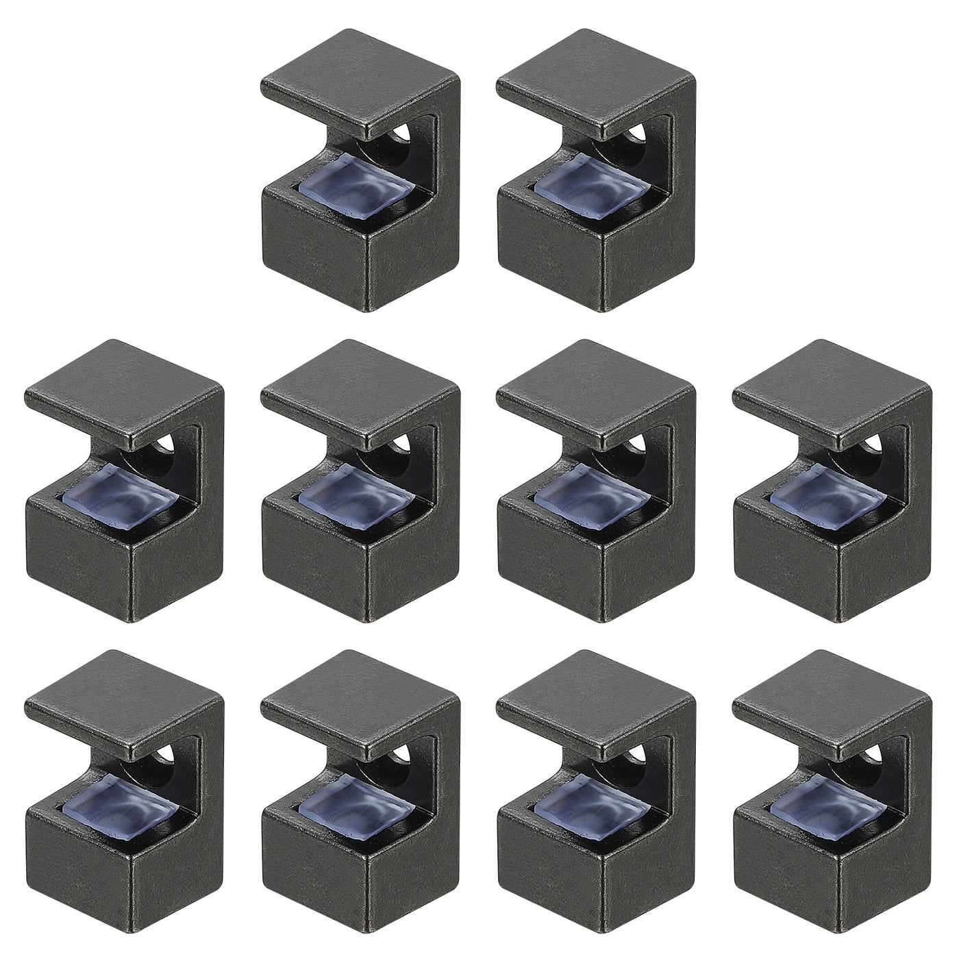 uxcell Uxcell 10 Pcs Glass Shelf Brackets, Zinc Alloy Glass Clamp for 9mm, Black