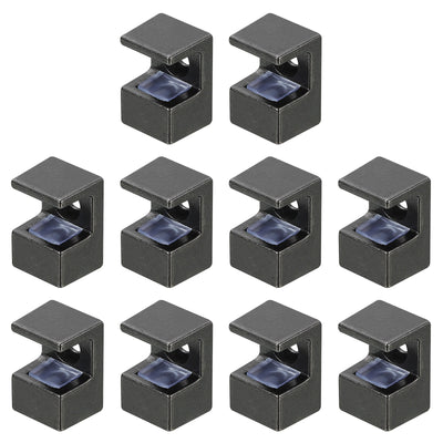 Harfington Uxcell 10 Pcs Glass Shelf Brackets, Zinc Alloy Glass Clamp for 9mm, Black